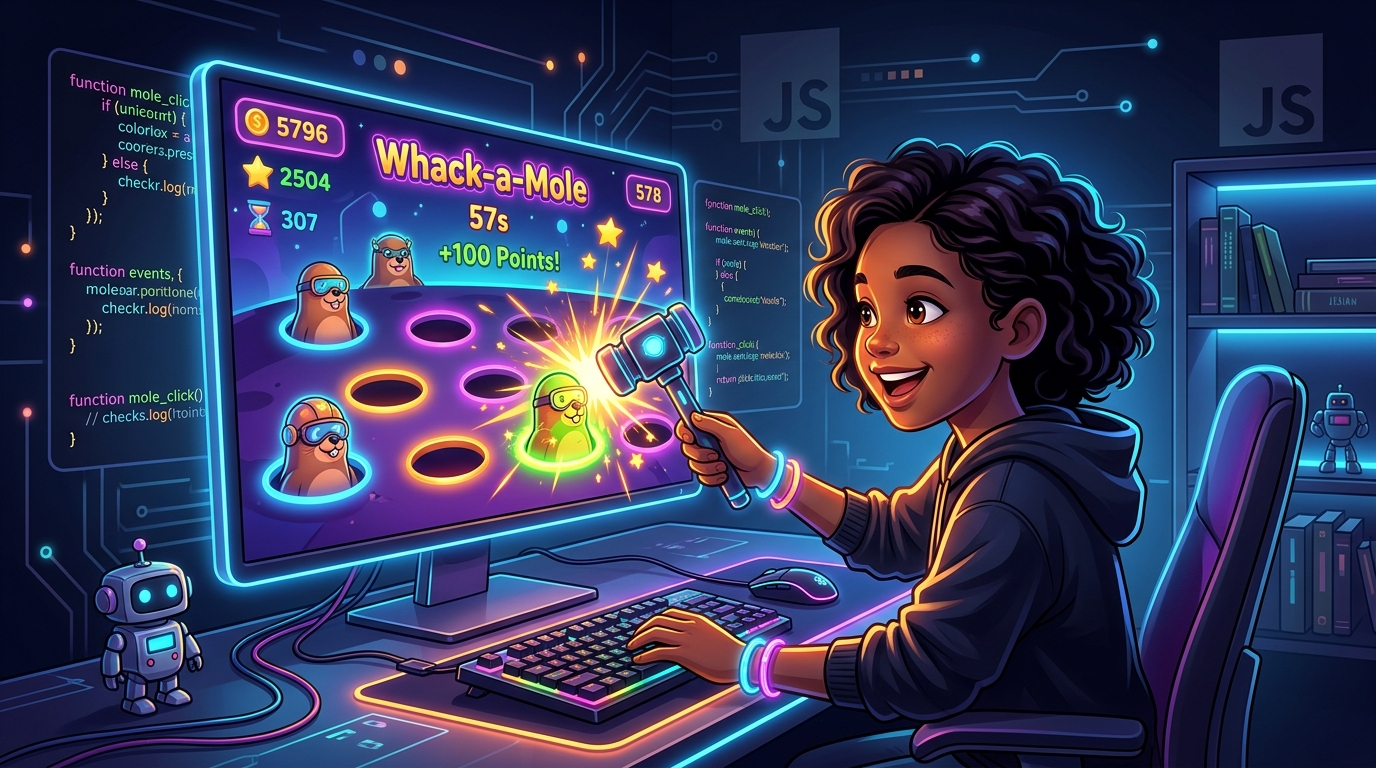 Build a Whack-a-Mole Game: JavaScript Tutorial for Kids | AI Valley Zirakpur