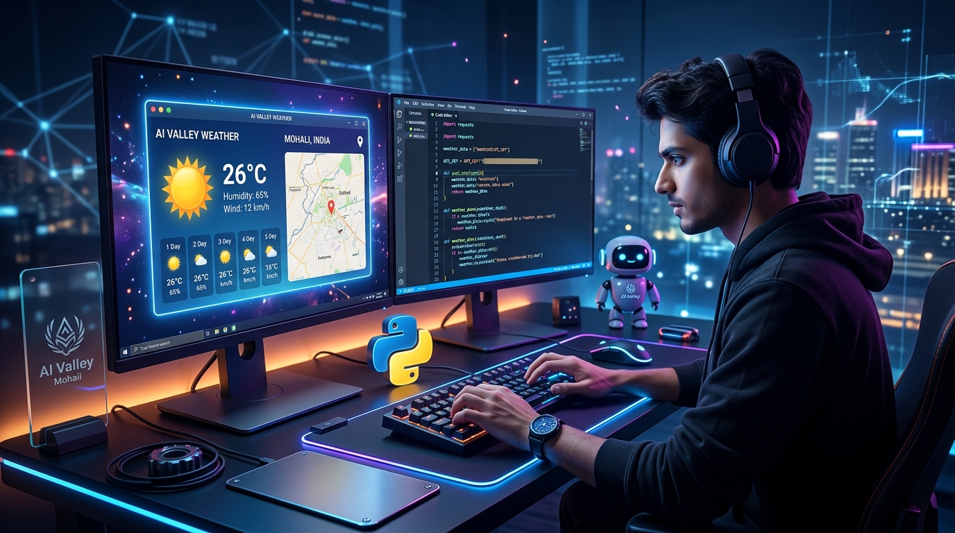 Build a Live Weather Desktop App: Python API Tutorial | AI Valley Mohali