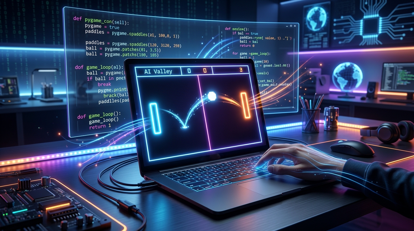 Build a Retro Pong Game: Step-by-Step Python Tutorial | AI Valley Chandigarh