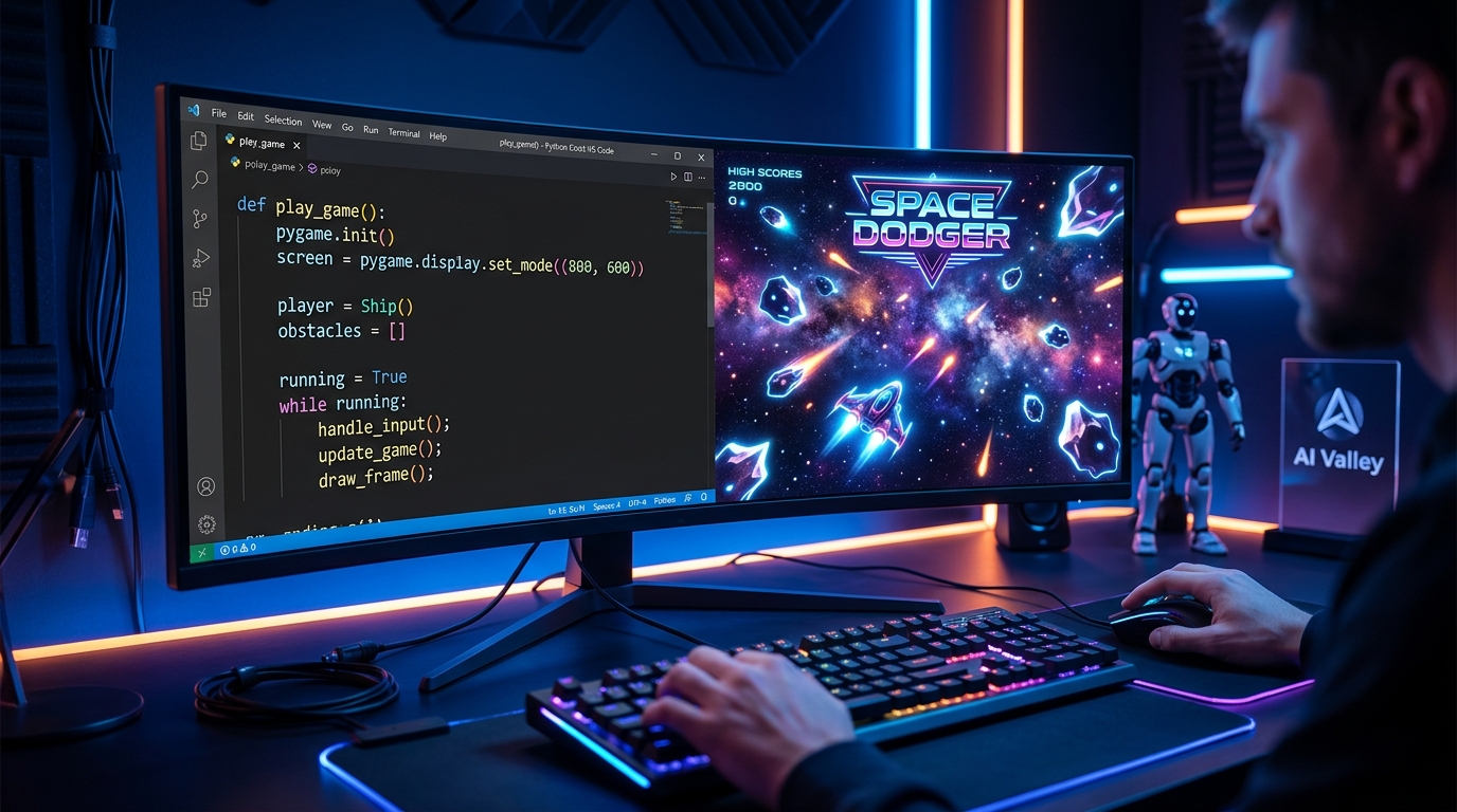 Build an Interactive Space Dodger Game: Step-by-Step Python Tutorial | AI Valley Zirakpur