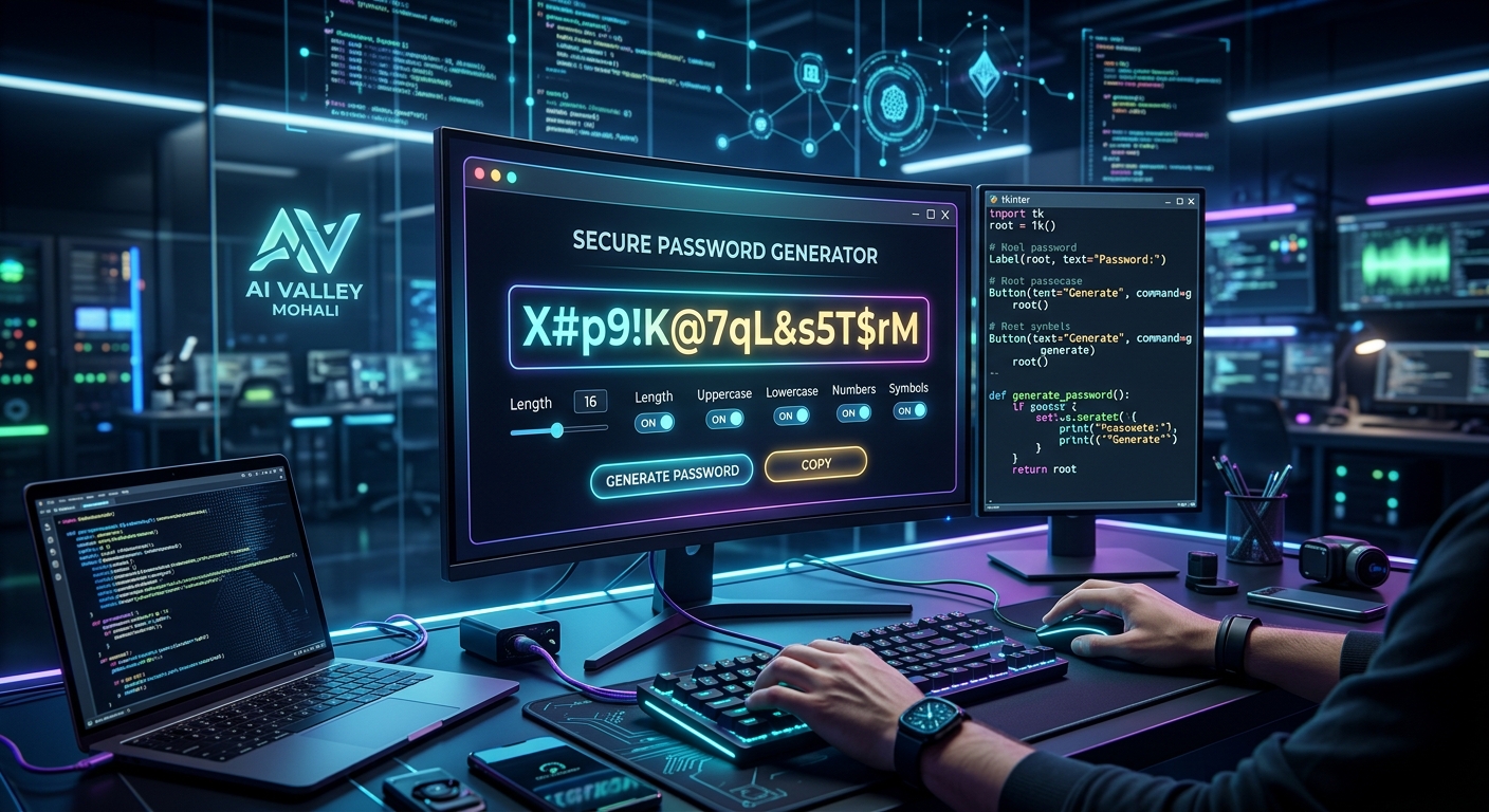 Build a Secure Password Generator GUI: Step-by-Step Python Tutorial | AI Valley Mohali