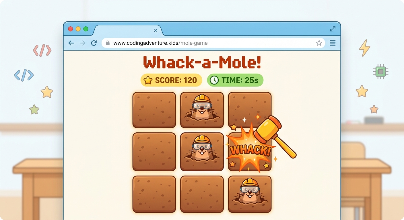 A web browser displaying a neat 3x3 grid of empty white squares with thick black borders centered on a light-colored background